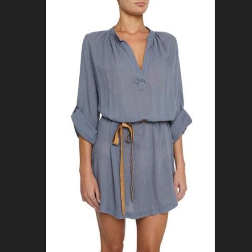 NWT Eberjey Summer of Love Lightweight Darwin Dusty Blue Cover Up Dress Sz S/M